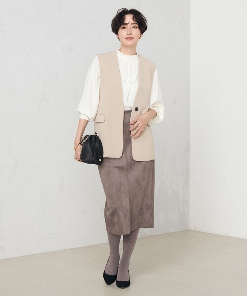 NOLLEY’S(ノーリーズ)の「《セットアップ対応》ウォッシャブルダブルクロスジレ(ベスト・レディース・ベージュ/ブラック・38)」の5枚目の写真