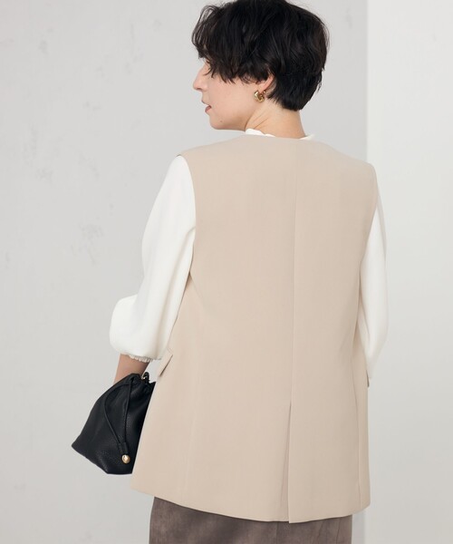 NOLLEY’S(ノーリーズ)の「《セットアップ対応》ウォッシャブルダブルクロスジレ(ベスト・レディース・ベージュ/ブラック・38)」の7枚目の写真