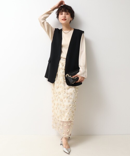 NOLLEY’S(ノーリーズ)の「《セットアップ対応》ウォッシャブルダブルクロスジレ(ベスト・レディース・ベージュ/ブラック・38)」の9枚目の写真