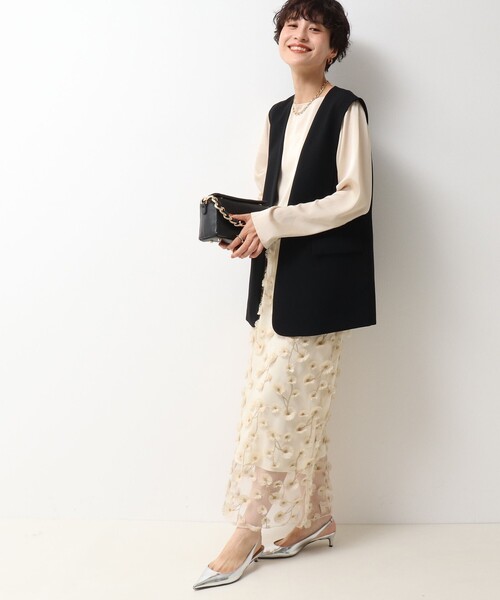 NOLLEY’S(ノーリーズ)の「《セットアップ対応》ウォッシャブルダブルクロスジレ(ベスト・レディース・ベージュ/ブラック・38)」の10枚目の写真