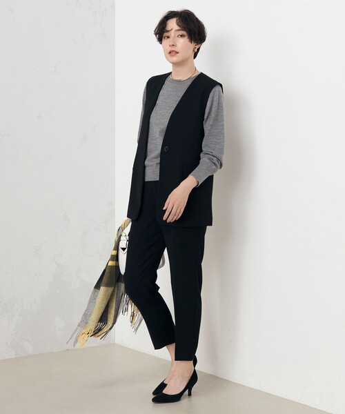 NOLLEY’S(ノーリーズ)の「《セットアップ対応》ウォッシャブルダブルクロスジレ(ベスト・レディース・ベージュ/ブラック・38)」の11枚目の写真