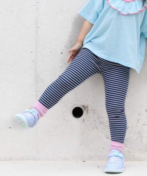 TARKER（ターカー）の「リブボーダーレギンス（その他パンツ・キッズ・ピンク/パープル/ネイビー/ブラック/グレー・110/120/130/140/150）」の3枚目の写真
