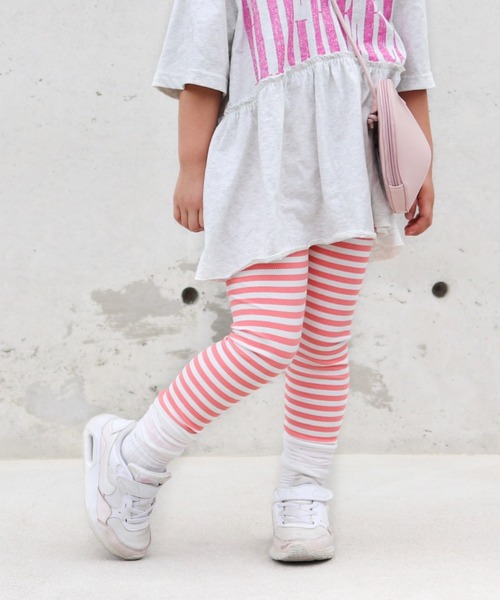 TARKER（ターカー）の「リブボーダーレギンス（その他パンツ・キッズ・ピンク/パープル/ネイビー/ブラック/グレー・110/120/130/140/150）」の5枚目の写真