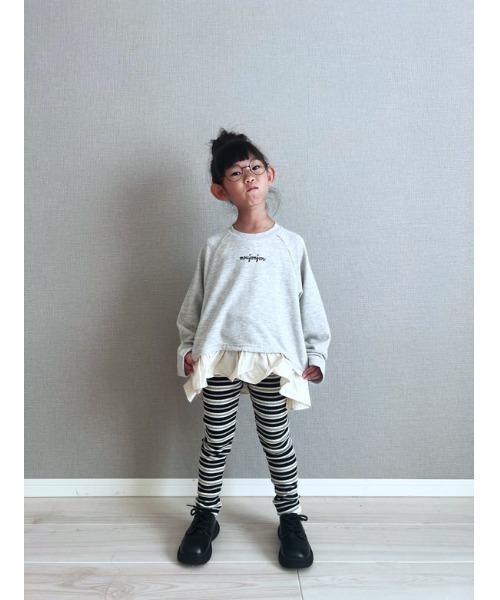 TARKER（ターカー）の「リブボーダーレギンス（その他パンツ・キッズ・ピンク/パープル/ネイビー/ブラック/グレー・110/120/130/140/150）」の7枚目の写真