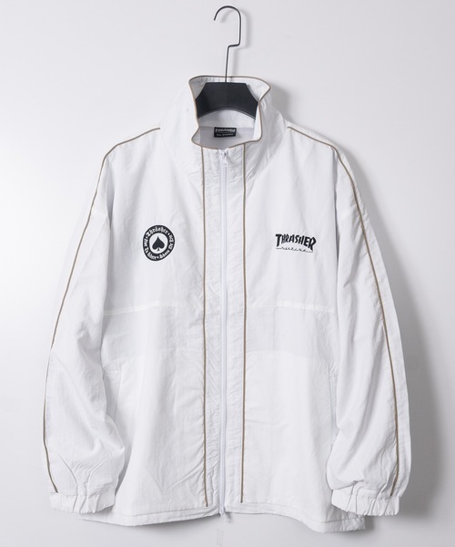 THRASHER(スラッシャー)の「【3】〔THRASHER/スラッシャー〕リフレクターパイピング ナイロンダブルジップジャケット 裾ドローコード(ナイロンジャケット・メンズ・チャコールグレー/ホワイト×ブラック/ブラック×グレー/パープル/ブラック×ホワイト/ホワイト×ブラウン/ブラック×ブルー・MEDIUM/LARGE/X-LARGE)」の14枚目の写真