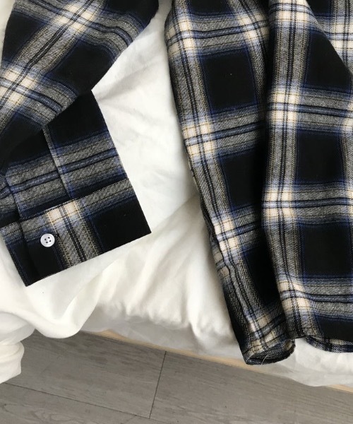Teem Store(チームストア)の「フード付きレイヤードチェックネルシャツ(シャツ/ブラウス・レディース・ブラック・M/L)」の3枚目の写真