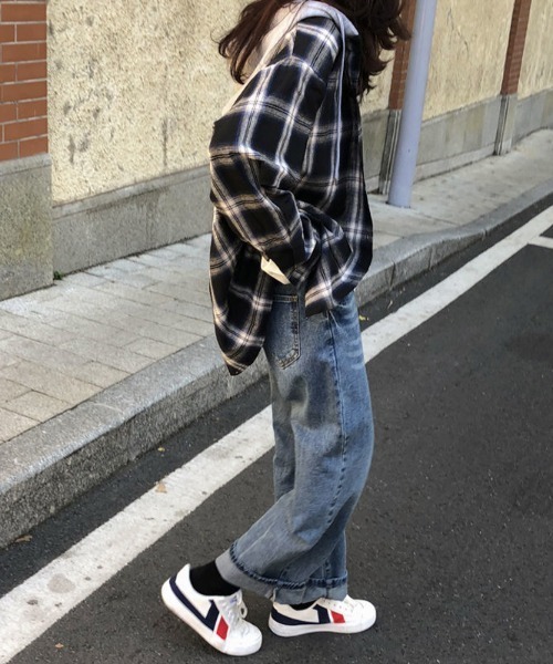Teem Store(チームストア)の「フード付きレイヤードチェックネルシャツ(シャツ/ブラウス・レディース・ブラック・M/L)」の11枚目の写真