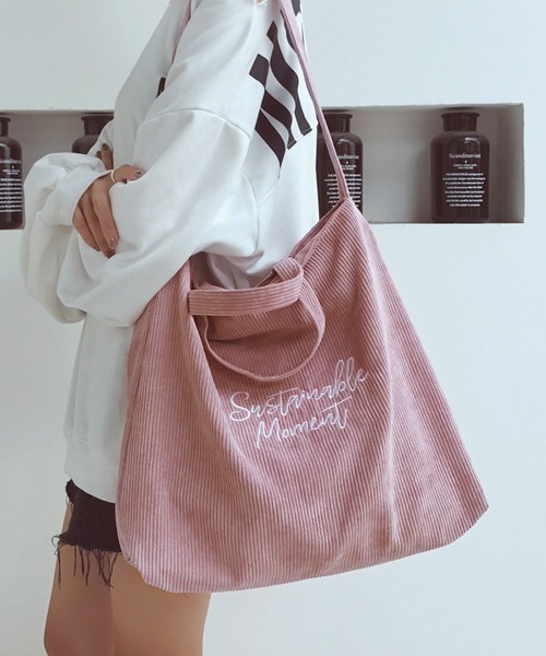 TONE SELECT GOODS(トーンセレクトグッズ)の「【resonance】コーデュロイ トートバッグ/ショルダーバッグ【2way/A4サイズ収納可能】(トートバッグ・レディース・ブルーグリーン/スモークピンク/ブラック/グレー/ブラウン/グリーン・FREE)」の6枚目の写真