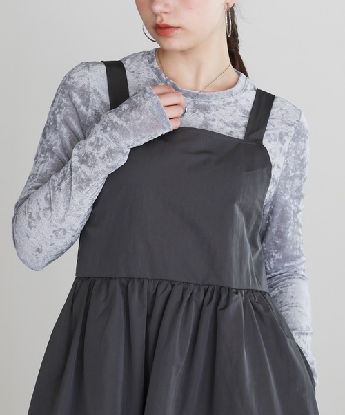 shetila(シェティラ)の「シアーベロアストレッチカットソー(Tシャツ/カットソー・レディース・グレー/オリーブ/キナリ/ライトグレー/ブラック/アイボリー・M/FREE)」の1枚目の写真