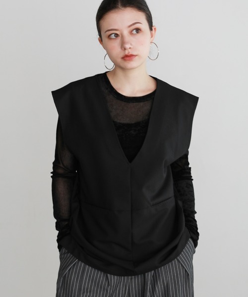 shetila(シェティラ)の「シアーベロアストレッチカットソー(Tシャツ/カットソー・レディース・グレー/オリーブ/キナリ/ライトグレー/ブラック/アイボリー・M/FREE)」の14枚目の写真