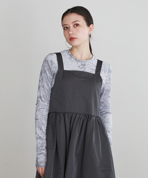 shetila(シェティラ)の「シアーベロアストレッチカットソー(Tシャツ/カットソー・レディース・グレー/オリーブ/キナリ/ライトグレー/ブラック/アイボリー・M/FREE)」の17枚目の写真