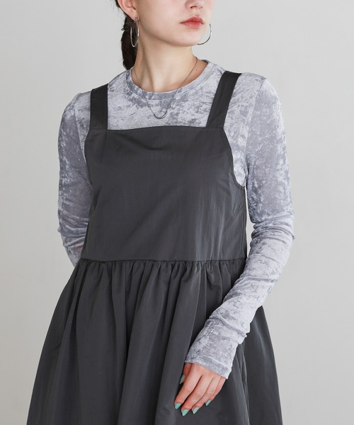 shetila(シェティラ)の「シアーベロアストレッチカットソー(Tシャツ/カットソー・レディース・グレー/オリーブ/キナリ/ライトグレー/ブラック/アイボリー・M/FREE)」の19枚目の写真