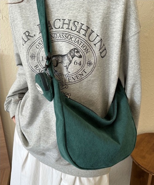 FUNALIVE（ファンアライブ）の「ABETTOR コーデュロイポーチ付ショルダーバッグ（小）（ショルダーバッグ・メンズ・ブラック/ホワイト/ベージュ/グリーン/ピンク・FREE）」の4枚目の写真