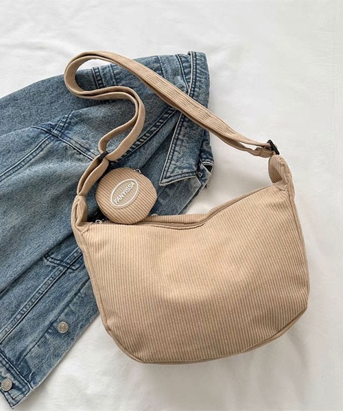 FUNALIVE（ファンアライブ）の「ABETTOR コーデュロイポーチ付ショルダーバッグ（小）（ショルダーバッグ・メンズ・ブラック/ホワイト/ベージュ/グリーン/ピンク・FREE）」の7枚目の写真