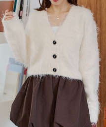 Chico | 【4色展開】配色ボタンシャギーショートカーディガン(カーディガン/ボレロ)