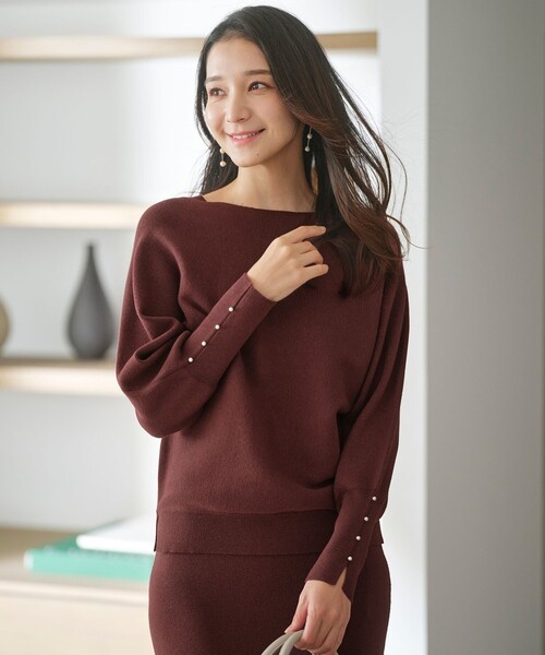 ANY SIS（エニィスィス）の「【洗える・セットアップ可】アンチピリングドルマン畔 ニット（ニット/セーター・レディース・アイボリー系/ブラック系/オレンジ系/ダルブルー系/ダークブラウン系・2）」の3枚目の写真