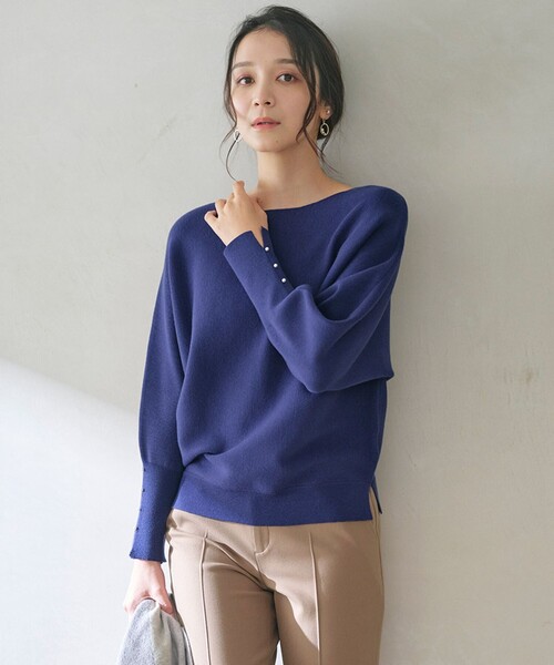 ANY SIS（エニィスィス）の「【洗える・セットアップ可】アンチピリングドルマン畔 ニット（ニット/セーター・レディース・アイボリー系/ブラック系/オレンジ系/ダルブルー系/ダークブラウン系・2）」の5枚目の写真