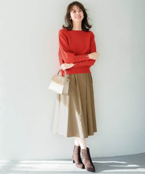 ANY SIS（エニィスィス）の「【洗える・セットアップ可】アンチピリングドルマン畔 ニット（ニット/セーター・レディース・アイボリー系/ブラック系/オレンジ系/ダルブルー系/ダークブラウン系・2）」の12枚目の写真