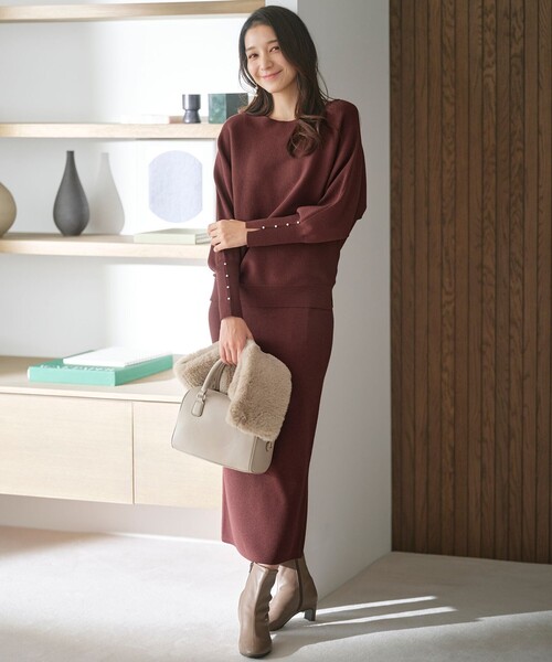 ANY SIS（エニィスィス）の「【洗える・セットアップ可】アンチピリングドルマン畔 ニット（ニット/セーター・レディース・アイボリー系/ブラック系/オレンジ系/ダルブルー系/ダークブラウン系・2）」の20枚目の写真