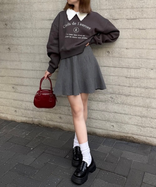 clear（クリア）の「ニットフレアミニスカート [大人可愛い]≪2024AW新作≫（スカート・レディース・ブラック/グレー・F）」の5枚目の写真