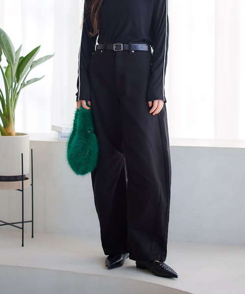 KOBE LETTUCE(コウベレタス)の「ヘビーツイルカーブパンツ(デニムパンツ・レディース・ブラック/アイボリー・S/M/L)」の6枚目の写真