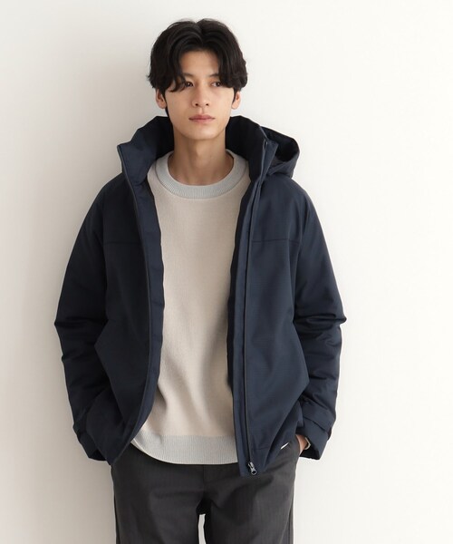 THE SHOP TK アウター メンズ XL フード付き ネイビー セール】SORONA中綿フードブルゾン 蓄熱／保温／洗える／防風／撥水