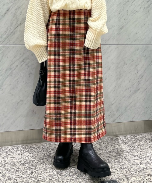 PURE BRIGHT（ピュアブライト）の「ラメチェックツイードナロースカート（スカート・レディース・レッド/ブラック・FREE）」の11枚目の写真