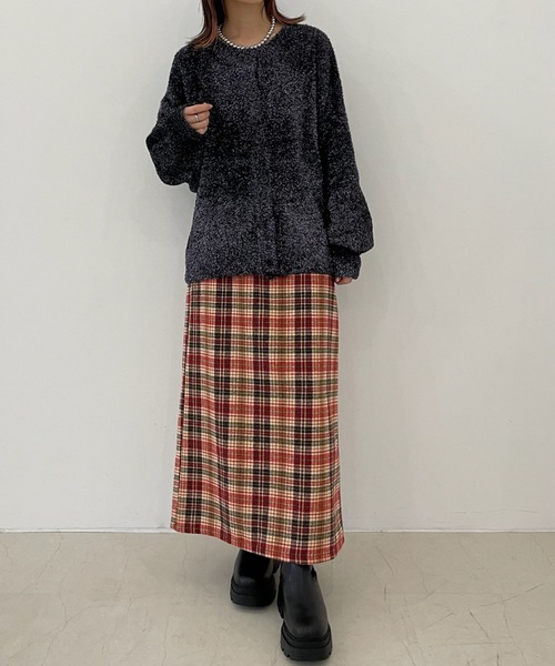 PURE BRIGHT（ピュアブライト）の「ラメチェックツイードナロースカート（スカート・レディース・レッド/ブラック・FREE）」の16枚目の写真