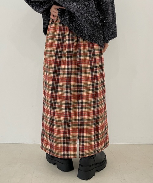 PURE BRIGHT（ピュアブライト）の「ラメチェックツイードナロースカート（スカート・レディース・レッド/ブラック・FREE）」の17枚目の写真