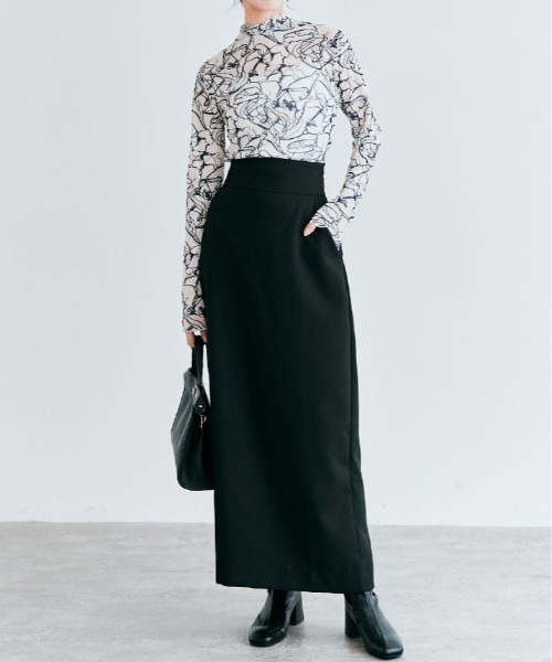 kirakiraShop(キラキラショップ)の「OUI CLASSY ナローロング スカート(スカート・レディース・ネイビー/チャコール/ベージュ/ブラック・S/M/L)」の7枚目の写真
