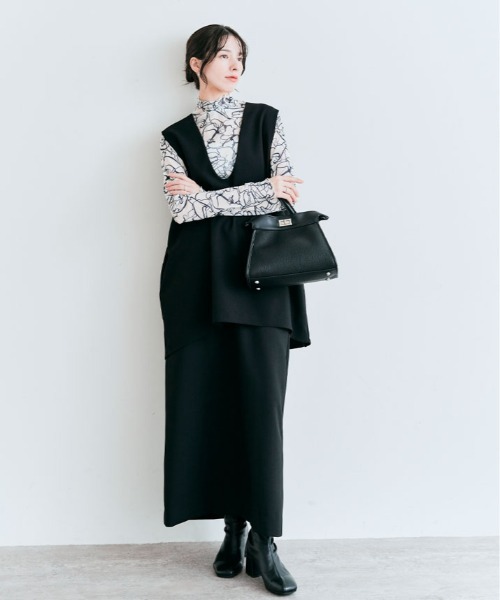 kirakiraShop(キラキラショップ)の「OUI CLASSY ナローロング スカート(スカート・レディース・ネイビー/チャコール/ベージュ/ブラック・S/M/L)」の11枚目の写真