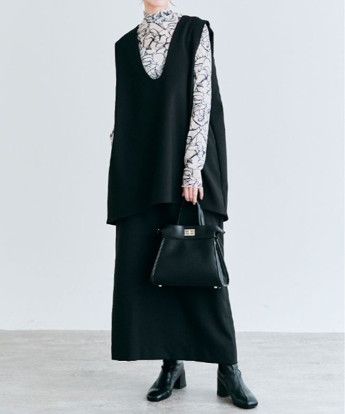 kirakiraShop(キラキラショップ)の「OUI CLASSY ナローロング スカート(スカート・レディース・ネイビー/チャコール/ベージュ/ブラック・S/M/L)」の13枚目の写真