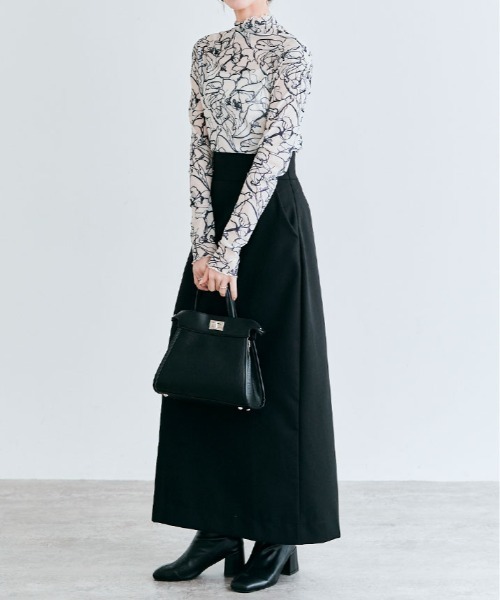 kirakiraShop(キラキラショップ)の「OUI CLASSY ナローロング スカート(スカート・レディース・ネイビー/チャコール/ベージュ/ブラック・S/M/L)」の8枚目の写真
