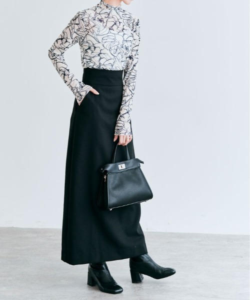 kirakiraShop(キラキラショップ)の「OUI CLASSY ナローロング スカート(スカート・レディース・ネイビー/チャコール/ベージュ/ブラック・S/M/L)」の16枚目の写真