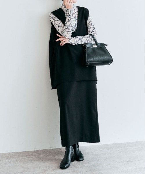 kirakiraShop(キラキラショップ)の「OUI CLASSY ナローロング スカート(スカート・レディース・ネイビー/チャコール/ベージュ/ブラック・S/M/L)」の18枚目の写真