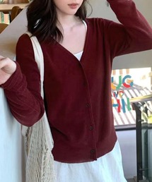 おちゃぼ　Aカーディガン　Vネックレッド レッド系 レディースのカーディガン | 三越伊勢丹オンライン