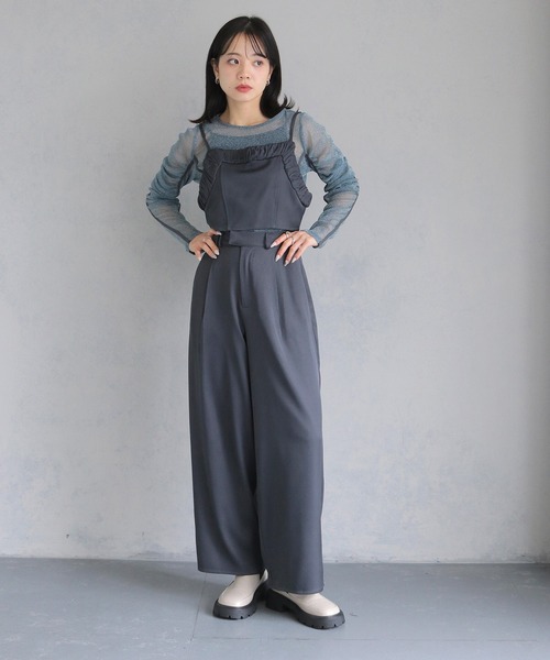 cheriella（シェリエラ）の「【cheriella】セットアップ ビスチェ付きスラックスワイドパンツ SETUP WITH BUSTIER SLACKS WIDE PANTS（セットアップ・レディース・ブラック/グレイッシュベージュ/チャコールグレー・M）」の16枚目の写真
