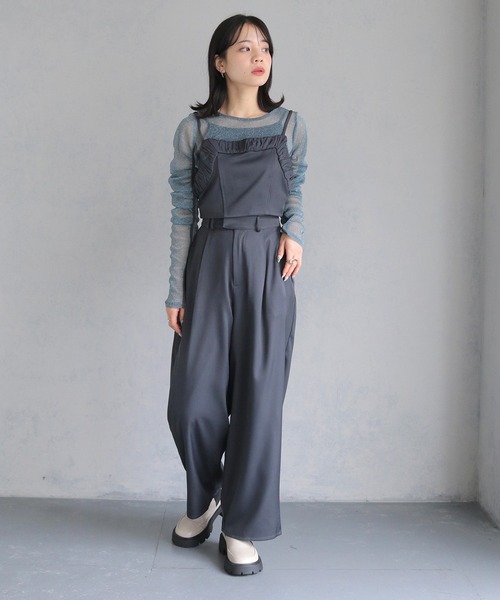 cheriella（シェリエラ）の「【cheriella】セットアップ ビスチェ付きスラックスワイドパンツ SETUP WITH BUSTIER SLACKS WIDE PANTS（セットアップ・レディース・ブラック/グレイッシュベージュ/チャコールグレー・M）」の15枚目の写真