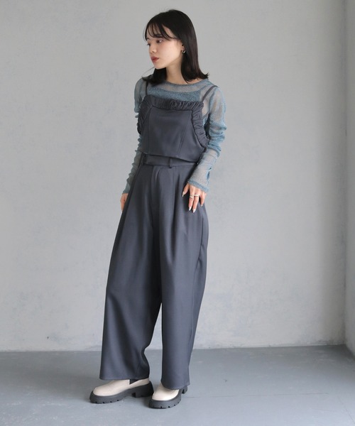cheriella（シェリエラ）の「【cheriella】セットアップ ビスチェ付きスラックスワイドパンツ SETUP WITH BUSTIER SLACKS WIDE PANTS（セットアップ・レディース・ブラック/グレイッシュベージュ/チャコールグレー・M）」の14枚目の写真