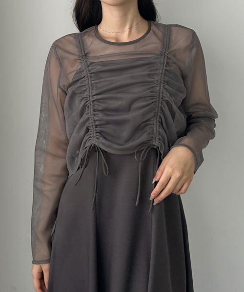 セール】チュールドロストボレロセットキャミワンピース[高身長サイズ