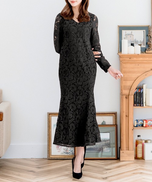 セール】美人マーメイドレースワンピース（ワンピース）｜JULIA