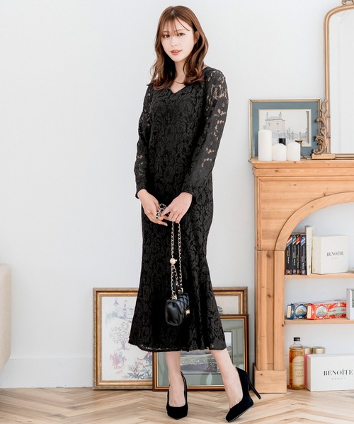 JULIA HEUER ロングドレス　ワンピース　⭐︎ JULIA HEUER ロングドレス ワンピース ⭐︎ セール】ダイヤ柄総レース