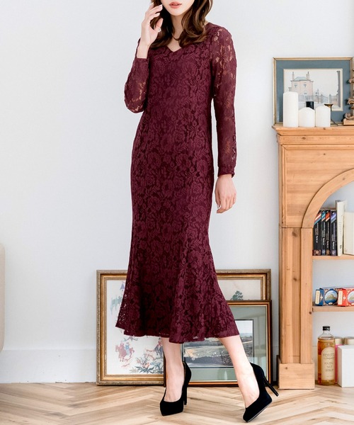 セール】美人マーメイドレースワンピース（ワンピース）｜JULIA