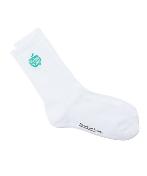 Manhattan Portage（マンハッタンポーテージ）の「Manhattan Portage/マンハッタンポーテージ ソックス CREW APPLE LOGO MU007（ソックス/靴下・メンズ・ホワイト×グリーン/ブラック×ホワイト/レッド系その他・25-27CM/23-25cm）」の2枚目の写真