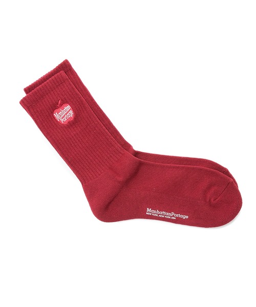 Manhattan Portage（マンハッタンポーテージ）の「Manhattan Portage/マンハッタンポーテージ ソックス CREW APPLE LOGO MU007（ソックス/靴下・メンズ・ホワイト×グリーン/ブラック×ホワイト/レッド系その他・25-27CM/23-25cm）」の3枚目の写真
