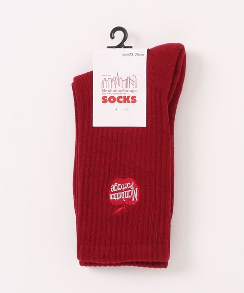 Manhattan Portage（マンハッタンポーテージ）の「Manhattan Portage/マンハッタンポーテージ ソックス CREW APPLE LOGO MU007（ソックス/靴下・メンズ・ホワイト×グリーン/ブラック×ホワイト/レッド系その他・25-27CM/23-25cm）」の4枚目の写真