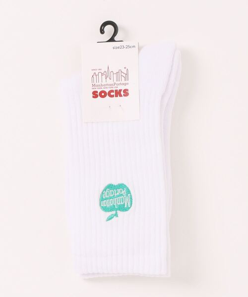 Manhattan Portage（マンハッタンポーテージ）の「Manhattan Portage/マンハッタンポーテージ ソックス CREW APPLE LOGO MU007（ソックス/靴下・メンズ・ホワイト×グリーン/ブラック×ホワイト/レッド系その他・25-27CM/23-25cm）」の6枚目の写真