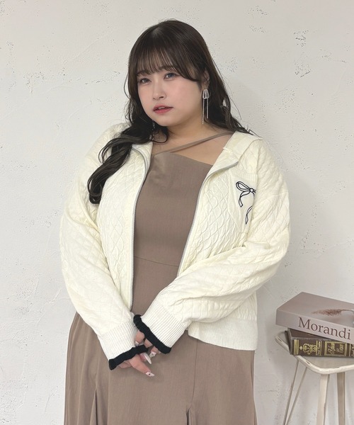 only oneなわんこ服　白いニットとあったかウールのパーカー♪ Lサイズ only oneなわんこ服 白いニットとあったかウールのパーカー♪ Lサイズ