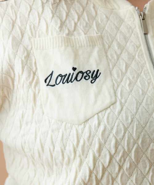 Louiosy（ルオシー）の「【大きいサイズ】ワンポイント刺繍入りポケット付きニットパーカー（カーディガン/ボレロ・レディース・ブラック/オフホワイト・4L/3L/X-LARGE）」の5枚目の写真