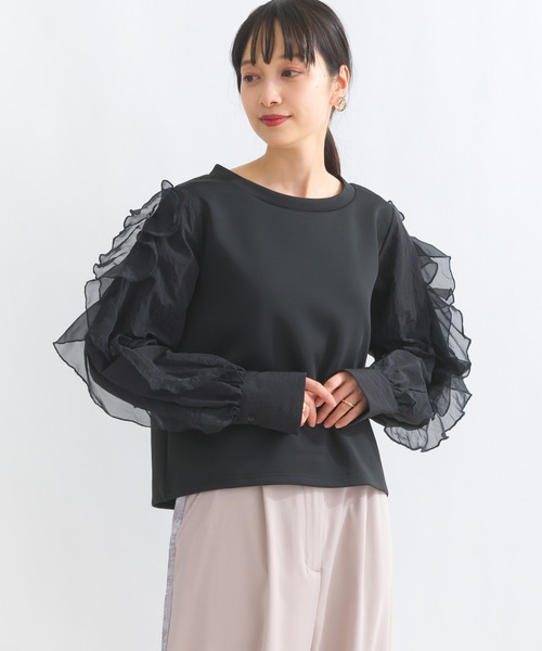 terrace(テラス)の「フリルスリーブプルオーバー(Tシャツ/カットソー・レディース・グレー/ブラック/オフホワイト・MEDIUM)」の8枚目の写真